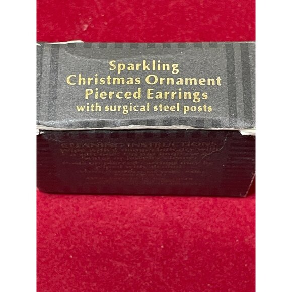 1992 Avon Sparkling Rhinestone Christmas Ornament Pierced Earrings - Picture 7 of 7
